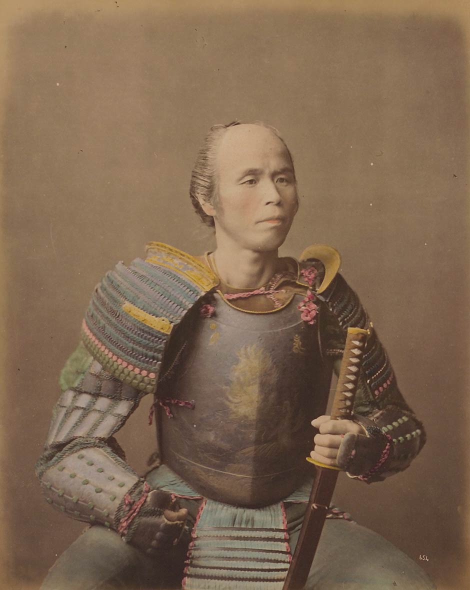Samurai in armour, <i>Views & Costumes of Japan, </i>by<i> </i>Stillfried & Andersen, Yokohama, around 1870.
